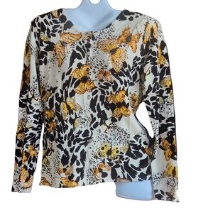 Venue Vintage Inspired Y2K Nostalgic Beaded Butterfly Cardigan Knit Sweater  M